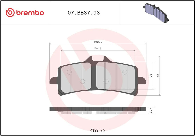 Brembo BRAKE PAD GENUINE SINTER PRIME LINE - Sintered Metal - 07BB3793