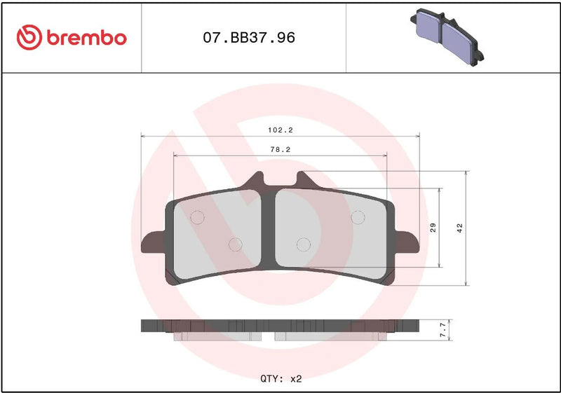 Brembo BRAKE PAD GENUINE SINTER PRIME LINE - Sintered Metal - 07BB3796