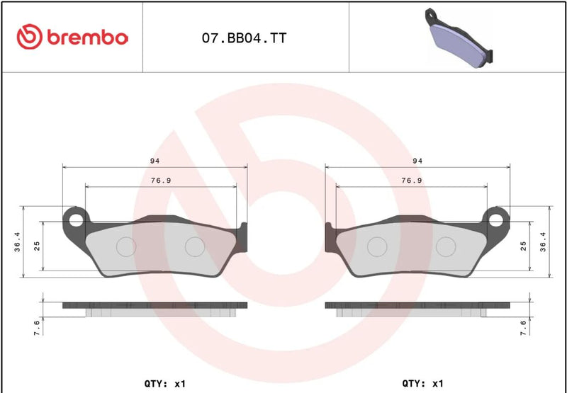 Brembo BRAKE PAD CARBON CERAMIC TT PRIME LINE - Front, Rear - 07BB04TT