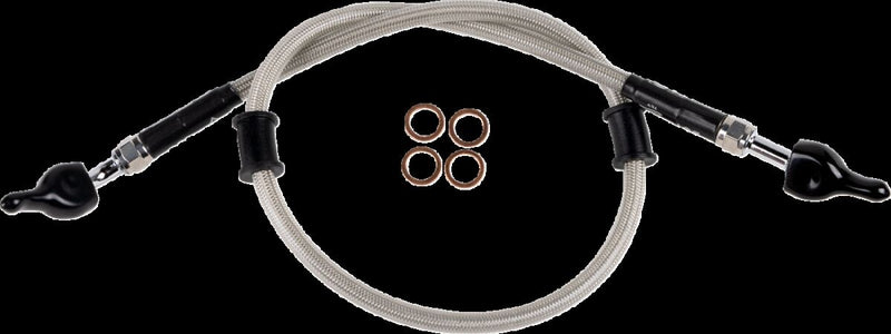 Moose Offroad Hard-parts Stainless Steel Braided Brake Line - Rear, Braided, Silver - G06-2-004/P-CL
