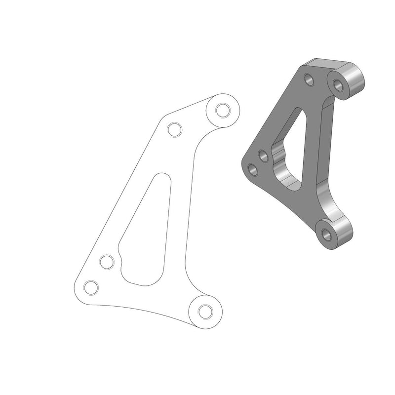 Moto-Master Supermoto Racing Rotor Adapter Bracket - Silver,  Stainless Steel - Brake Caliper