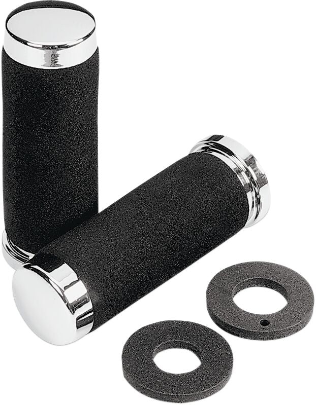 Parts Unlimited Cruiser Grips - Black, Chrome - L99-90921