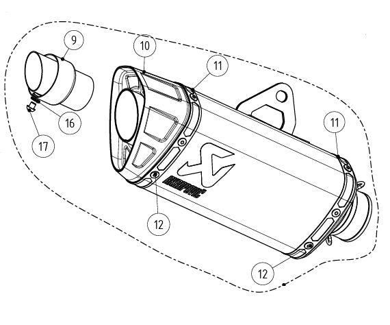 Akrapovic Replacement Muffler - Racing Line - M-AP02203TBL