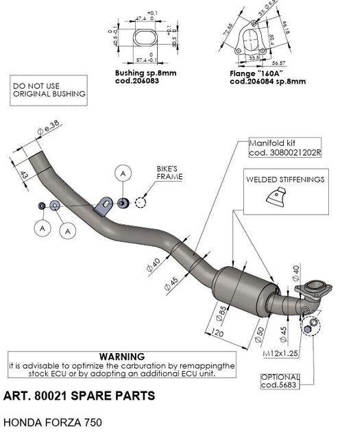 LEOVINCE 4-STROKE HEADER PIPES - Stainless Steel, Head Pipe, Mid-Pipe - 80064
