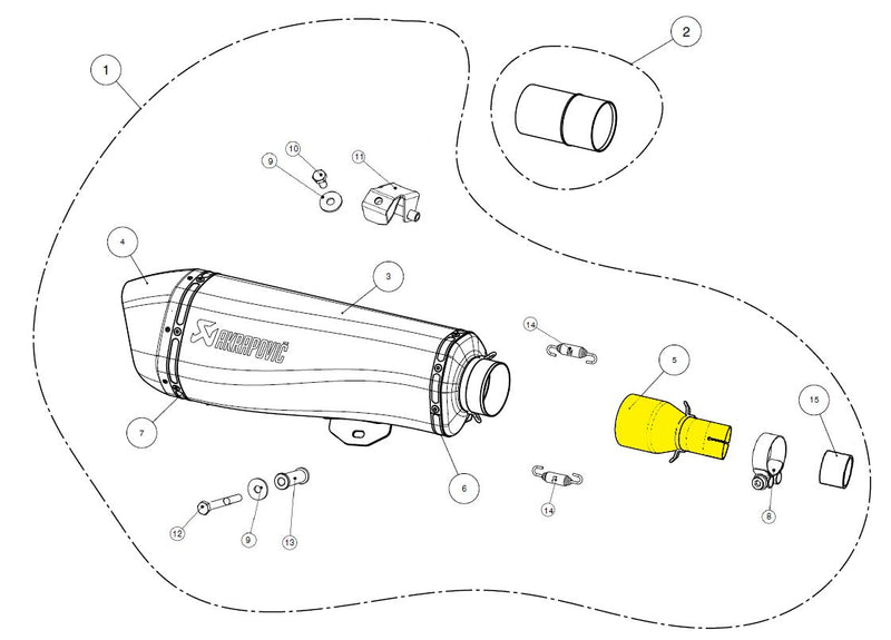 Akrapovic Mid, Link & Y Pipe - Silver - Mid Pipe - L-PI5SO1