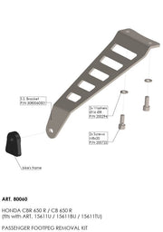 LEOVINCE Passenger Footpeg Removal Kit - Black, Footpeg Relocation Kit - 80060