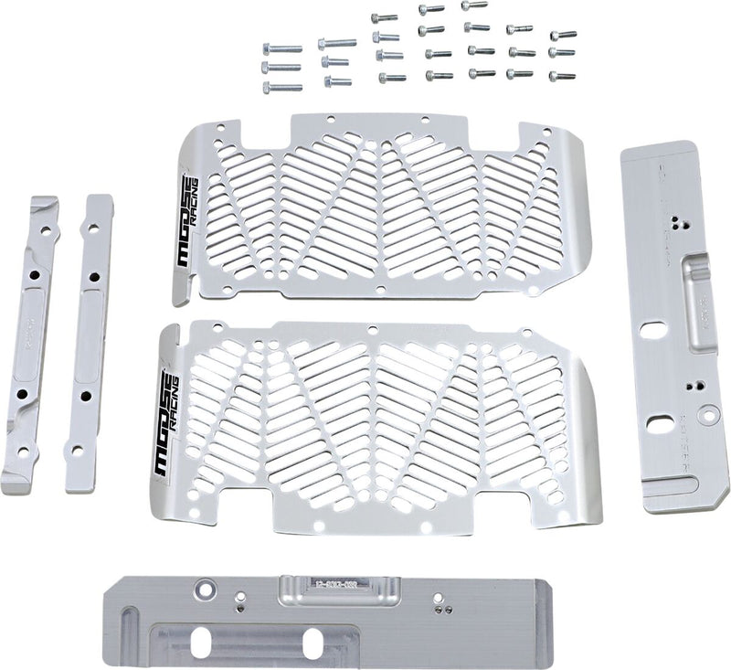 Moose Offroad Hard-parts Radiator Guards - Brushed Aluminium, Silver