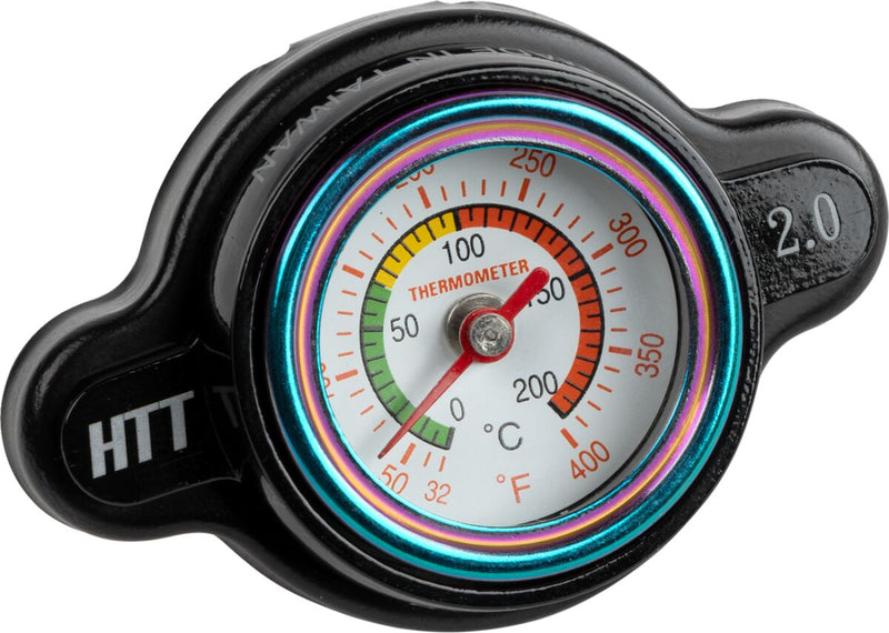 Moose Offroad Hard-parts Radiator Cap with Temperature Gauge - Black,  White - I15-5203B