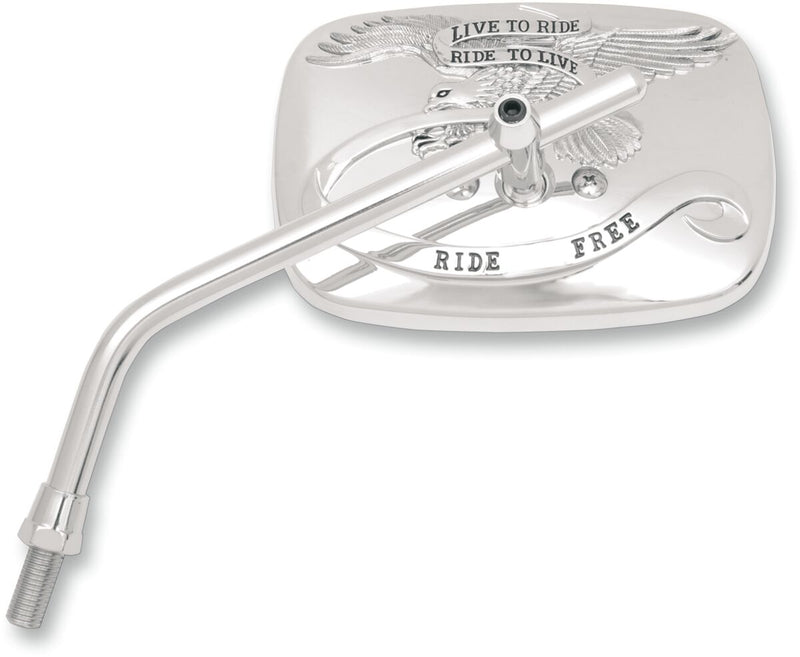 EMGO "Ride Free" Steel Mirror - Chrome,  Silver - Side View - 20-31755A