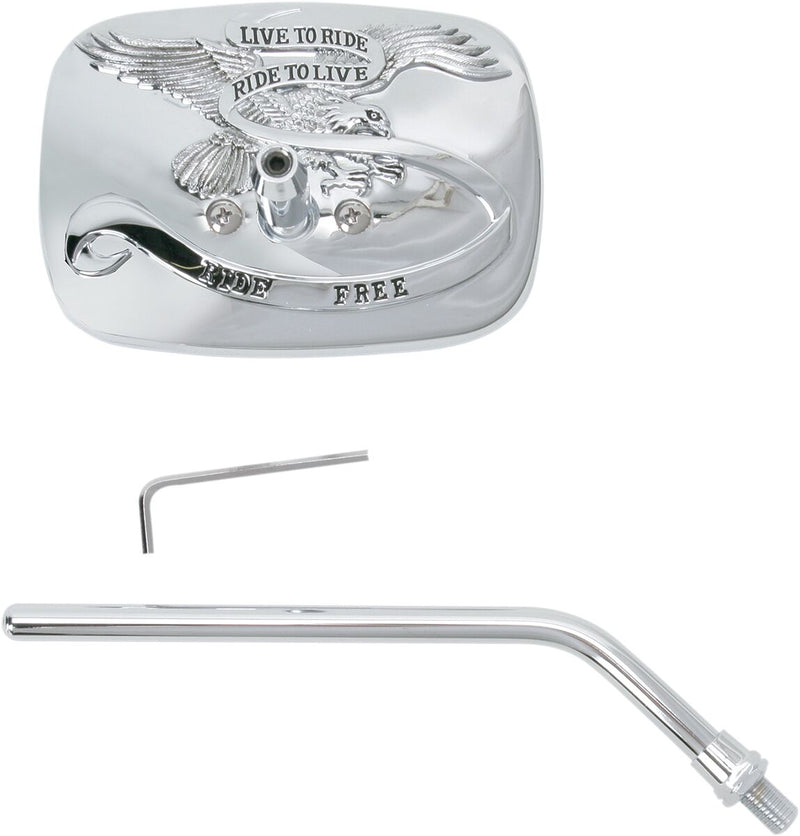 EMGO "Ride Free" Steel Mirror - Chrome,  Silver - Side View - 20-31756A