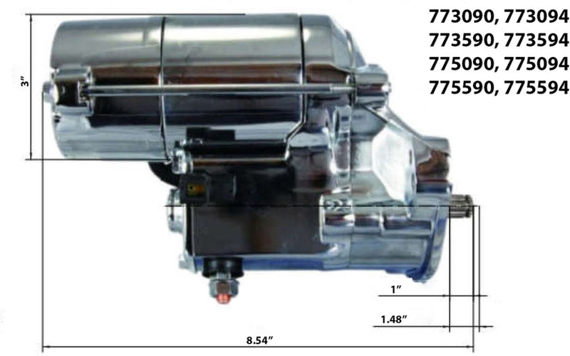Terry Components Slugger 1.8kW High-Torque Starter Motor - Chrome - 775090