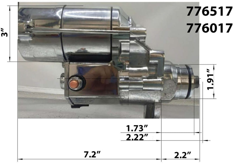 Terry Components Slugger 1.8kW High-Torque Starter Motor - Chrome - 776017