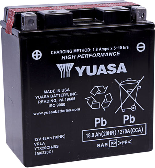 Yuasa High Performance AGM Maintenance-Free Battery - YTX - AGM Maintenance Free - YTX20CH-BS(CP)