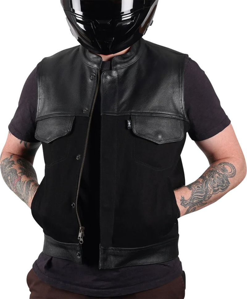 Thrashin' Supply Co. Kanan Leather/Denim Riding Vest - Size L - Black