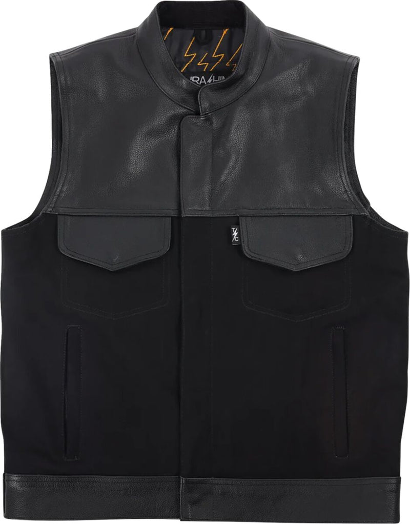 Thrashin' Supply Co. Kanan Leather/Denim Riding Vest - Size 2XL - Black