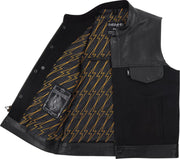 Thrashin' Supply Co. Kanan Leather/Denim Riding Vest - Size 2XL - Black