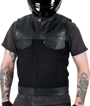 Thrashin' Supply Co. Kanan Leather/Denim Riding Vest - Size 2XL - Black