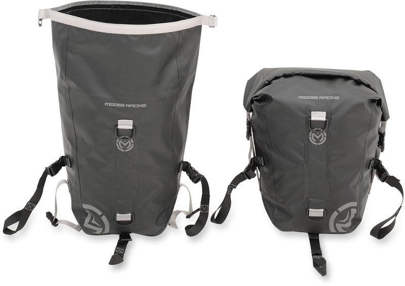 MOOSE OFFROAD SOFT-GOODS ADV1™ Dry Saddlebags - Black, White - 3501-1237