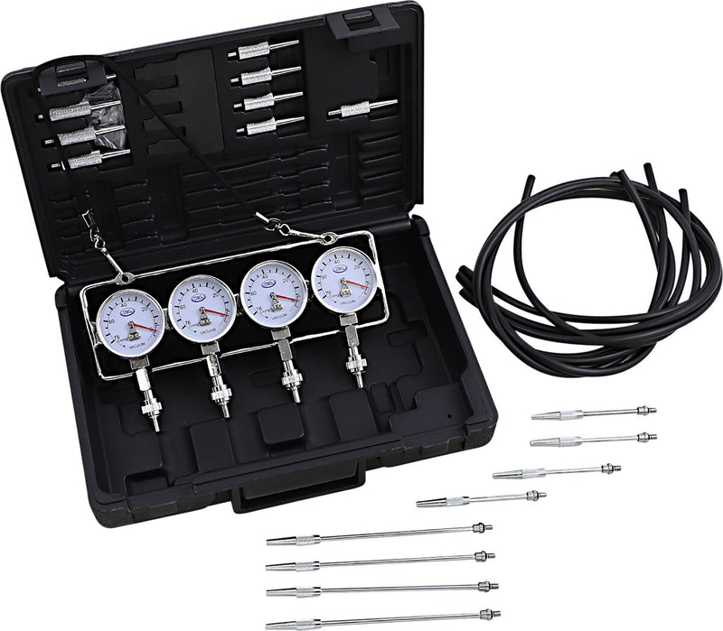 K&L SUPPLY Deluxe Vacuum Gauge Set - Black, Chrome, Silver, Fuel Pressure
