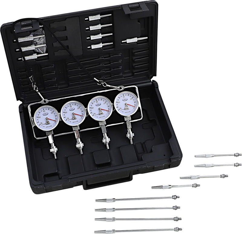K&L SUPPLY Deluxe Vacuum Gauge Set - Black, Chrome, Silver, Fuel Pressure