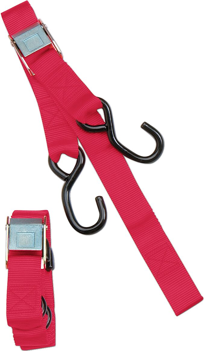 Parts Unlimited 1" Heavy-Duty Cam Buckle Tie-Downs with Built-In Assist - Red