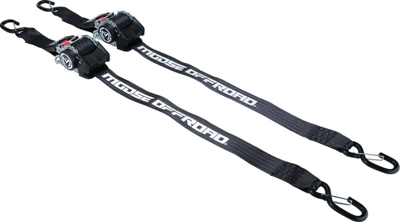 Moose Offroad Hard-parts Retractable Ratcheting Straps - Black, Tie-Down