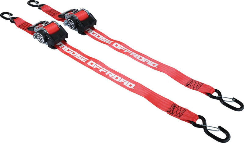 Moose Offroad Hard-parts Retractable Ratcheting Straps - Red, Tie-Down