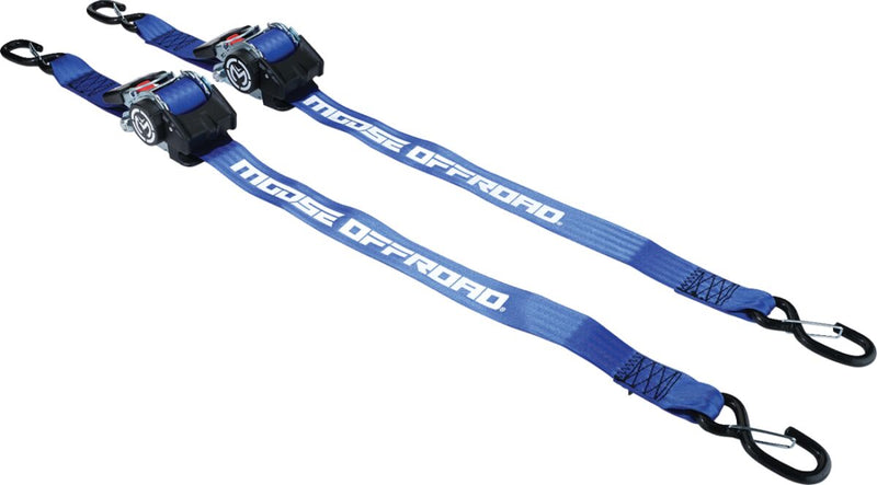 Moose Offroad Hard-parts Retractable Ratcheting Straps - Blue, Tie-Down