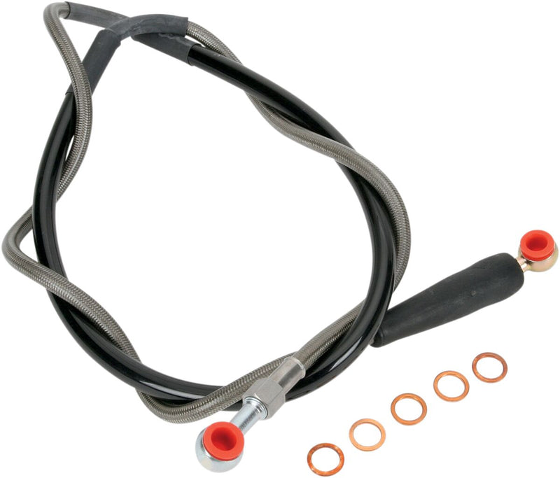 Moose Offroad Hard-parts Stainless Steel Braided Brake Line - Front, Silver - K01-1-028/P-CL