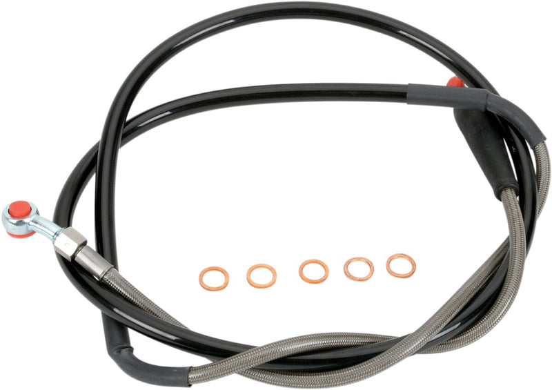 Moose Offroad Hard-parts Stainless Steel Braided Brake Line - Front, Silver - Y01-1-046/P