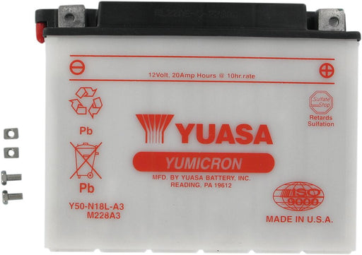 Yuasa Conventional Battery - Y50-N18L-A3, Black