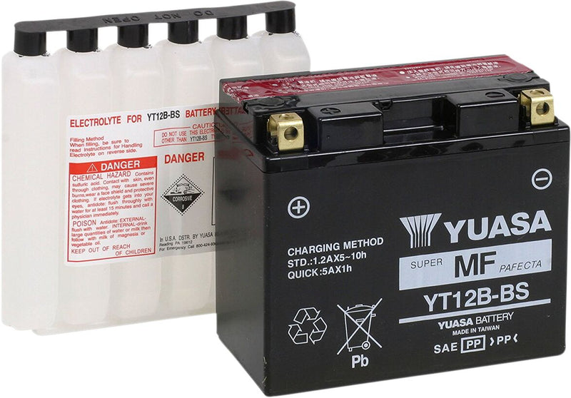 Yuasa AGM Maintenance-Free Battery - YTX - Black - AGM Maintenance Free - YT12B-BS(CP)