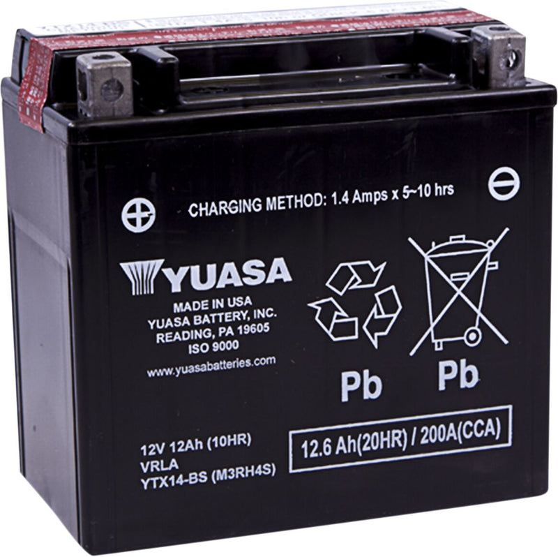 Yuasa AGM Maintenance-Free Battery - YTX - Black - AGM Maintenance Free - YTX14-BS(CP)