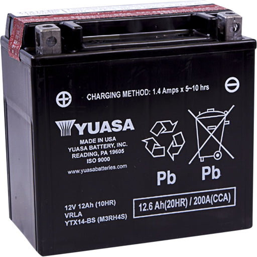 Yuasa AGM Maintenance-Free Battery - YTX - Black - AGM Maintenance Free - YTX14-BS(CP)