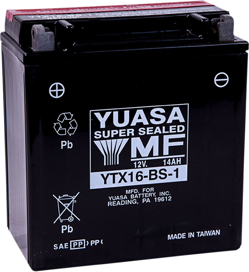 Yuasa AGM Maintenance-Free Battery - YTX - Black - AGM Maintenance Free - YTX16-BS-1(CP)