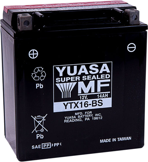 Yuasa AGM Maintenance-Free Battery - YTX - Black - AGM Maintenance Free - YTX16-BS(CP)