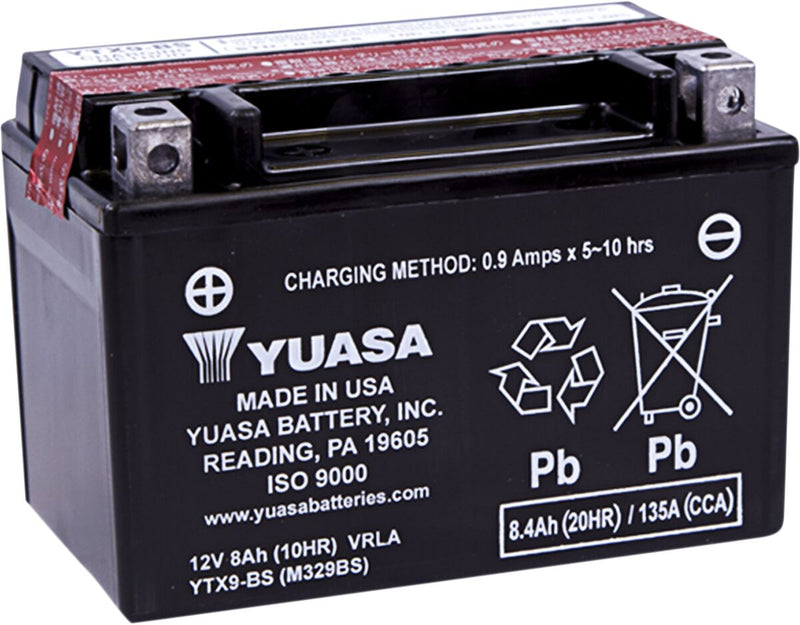 Yuasa AGM Maintenance-Free Battery - YTX - Black - AGM Maintenance Free - YTX9-BS(CP)