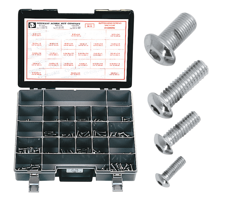 Midwest Acorn Nut Company Button head Allen screws assortment box