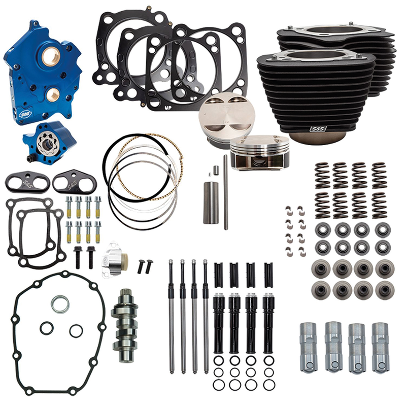 S&S Cycle ME17-up Oil 550C 124" Blk Tubes all BLK
