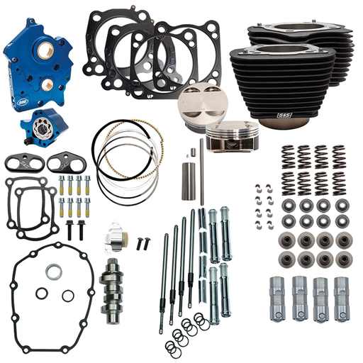 S&S Cycle ME17-up Oil 550C 128" Chr Tubes Black
