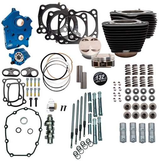 S&S Cycle ME17-up Oil 132CI Ch Tubes 550C All blk