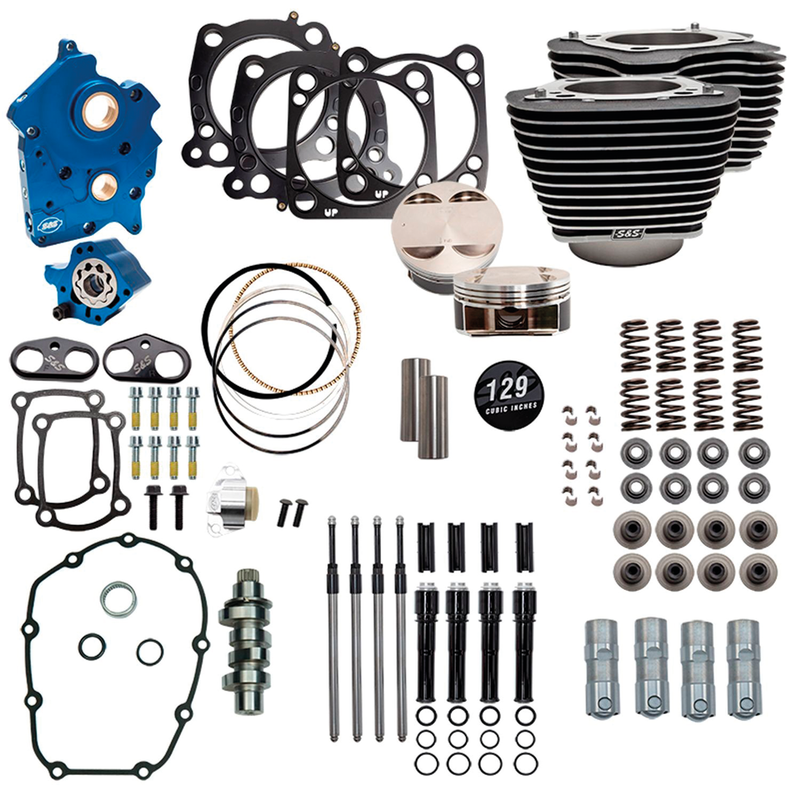 S&S Cycle ME17-up Oil 129CI Blk Tubes 550C w/ High