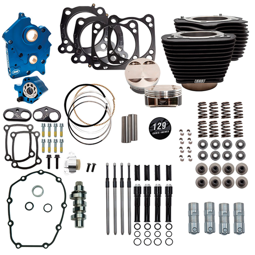 S&S Cycle ME17-up Oil 129CI Blk Tubes 550C All Blk