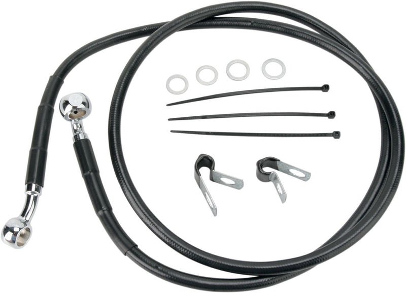 Drag Specialties Front Brake Line Black Vinyl Coated Stainless Steel - Part #17412544 - Hogparts UK