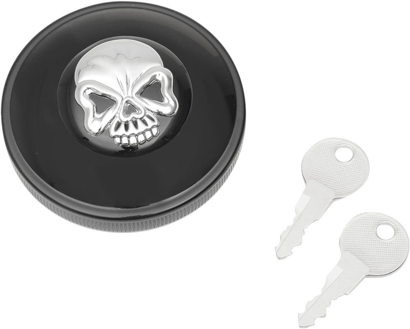 Drag Specialties Gas Cap Screw-In Locking Skull Vented Black - Part #07030690 - Hogparts UK