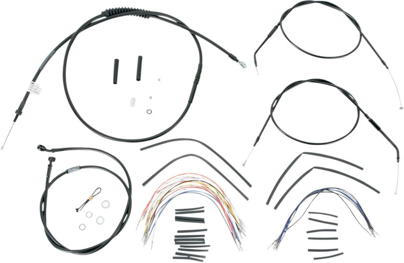 BURLY BRAND CABLE KIT 14" BLACK VINYL STAINLESS STEEL HANDLEBAR W/O ABS - 06100265 - Hogparts UK