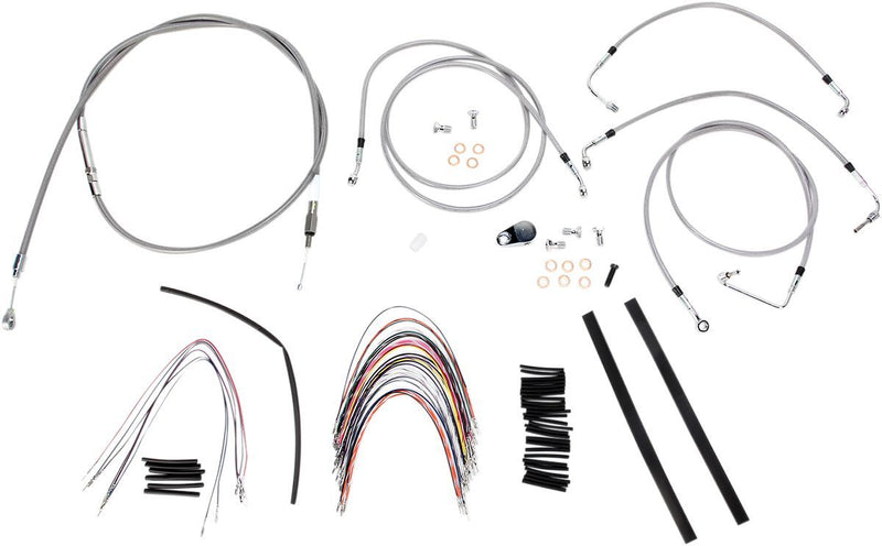BURLY BRAND CABLE KIT 14" BRAIDED STAINLESS STEEL HANDLEBAR W/ABS - 06100746 - Hogparts UK