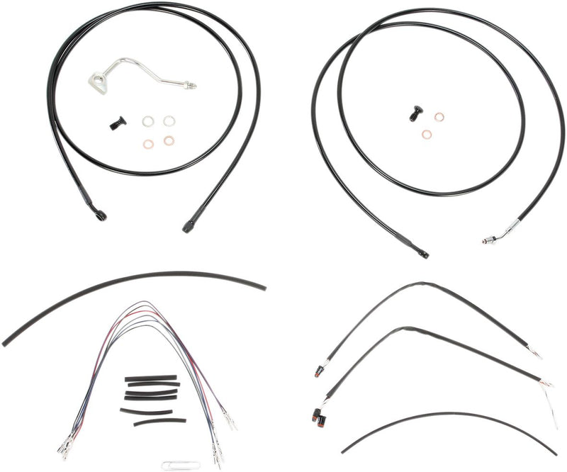 Burly Brand Complete Black Vinyl Handlebar Cable/line Kit for Ape Hangers - Alternate Length /  Braided, Each, Brake Line /  Clutch Line /  Throttle for Harley-Davidson Touring 201