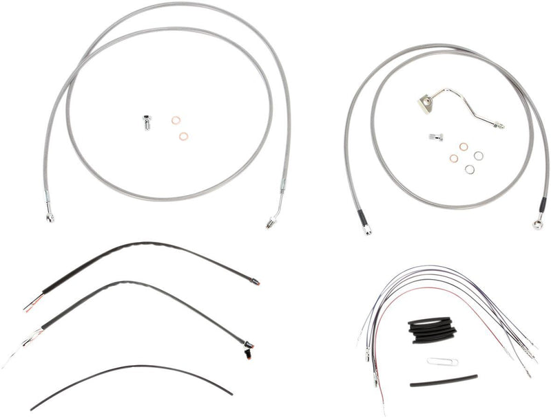 Burly Brand Complete Stainless Braided Handlebar Cable/Brake Line Kit #B30-1120