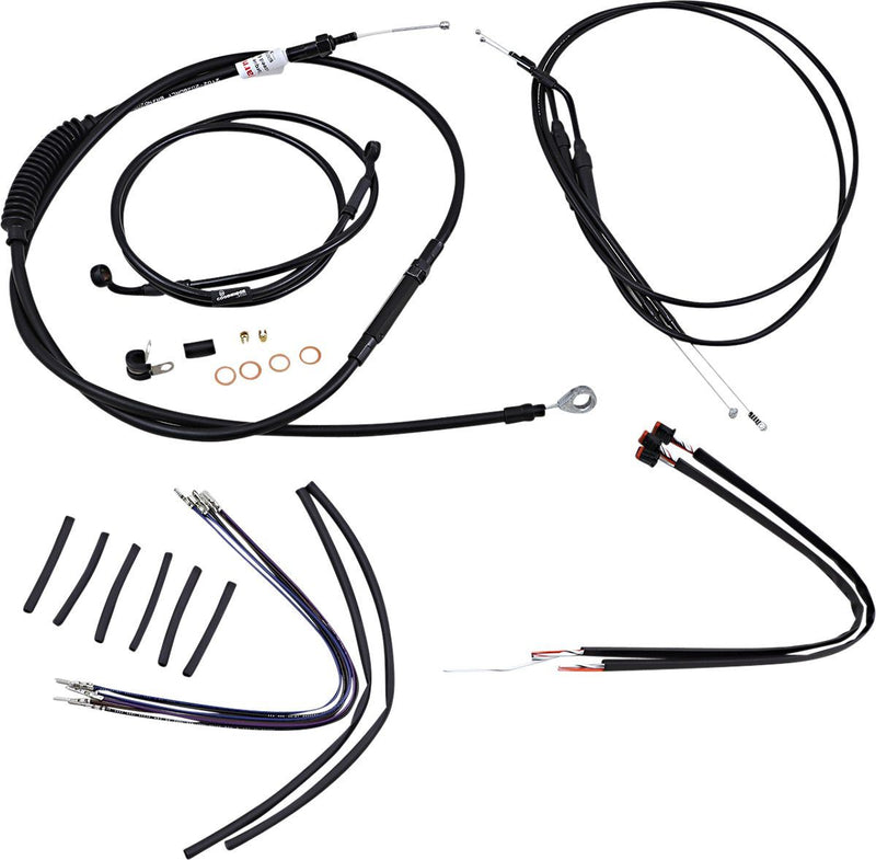 Burly Brand Complete Black Vinyl Handlebar Cable/line Kit for Ape Hangers - Each, Alternate Length /  Braided, Brake Line /  Clutch Line /  Thrott for Harley-Davidson Sportster 201